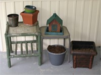 Outdoor tables, Bird House and Flower Pots