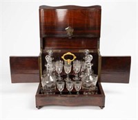 Antique Tantalus Liquor Cabinet w/ Glassware.