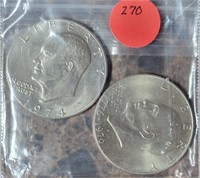 1974-D & 1976-D EISENHOWER $1 COINS