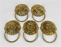 Group of Brass Chinese Drawer Pulls