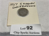 1927 Switzerland 5 Rappen Coin