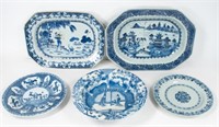 Five Pcs. Chinese Blue & White Porcelain