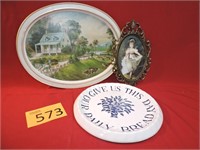 Royal Staffordshire Plate, Framed Photo, & Tray