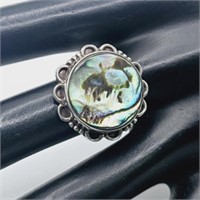 Vintage Sterling Silver Abalone Ring