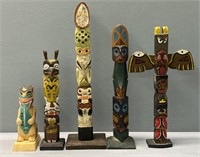 Pacific Northwest Carved Wood Totem Lot