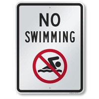 SmartSign Aluminum Sign, Legend"No Swimming" with