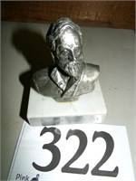 GENERAL LEE PEWTER ON WHITE CARERA MARBLE BUST