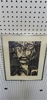 Metal framed Face #3 signed print by Ann Wisnom,