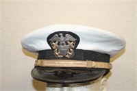 U.S. White Top Naval Officers Visor Military Hat
