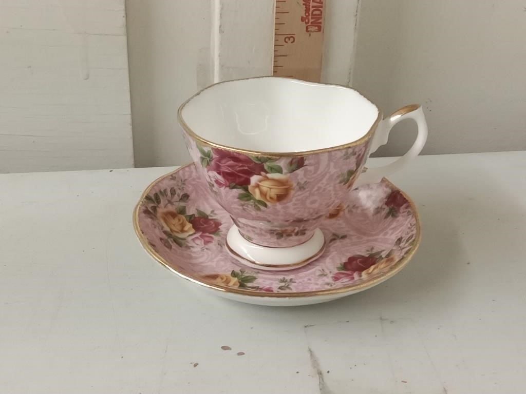 Royal Albert dusty pink lace cup & saucer