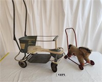 Vintage Baby Stroller, Doll Push Toy,