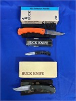(3) BUCK KNIVES IN BOXES INCLUDING MINI BUCK,