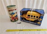 Lincoln Logs, Metal & Plastic Schoolbus Toy