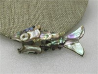 Vintage Abalone Articulated Fish Pendant/Bottle Op