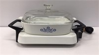Corning Ware Electric warmer and dish with lid.