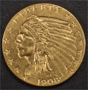 1908 $2.5 GOLD INDIAN NICE BU