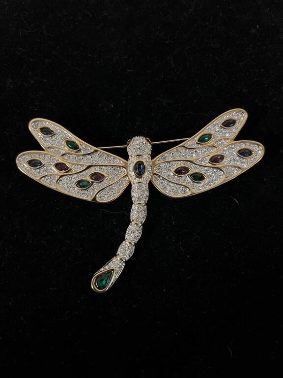 Swarovski Crystal Dragonfly Shirt Pin