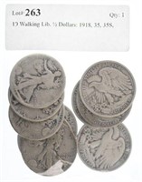10 Walking Lib. ½ Dollars: 1918, 35, 35S,