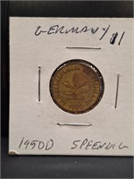 1950D german coin