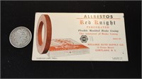 Allbestos Red Knight Brake Lining Ink Blotter.