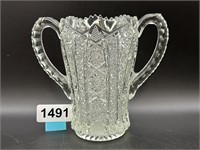 Vintage Cut Glass Trophy Style Vase