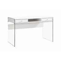 Writing Desk  Glass Sides  Glossy White/Clear