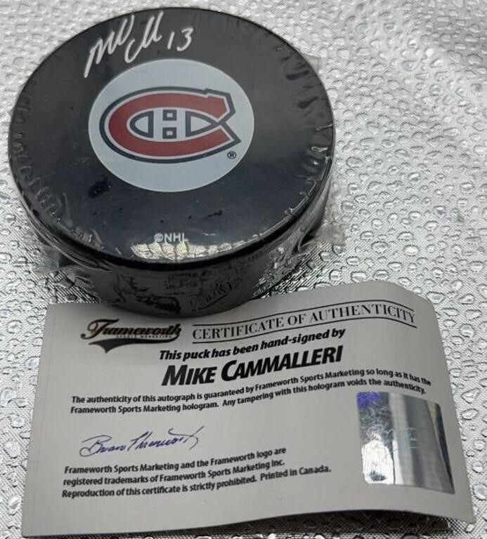 Mike Cammalleri Canadians autographed puck