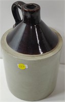 Antique 11.5" Tall Stoneware Jug Crock, 2 Tone