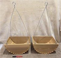 (2) New Wood Hanging Planters