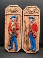 2 Vintage Early American Style Ceramic Wall decor