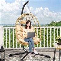 YITAHOME Egg Chair Outdoor Wicker Hammock - Beige