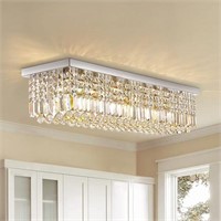 Siljoy Rectangle Chandelier, Modern Crystal