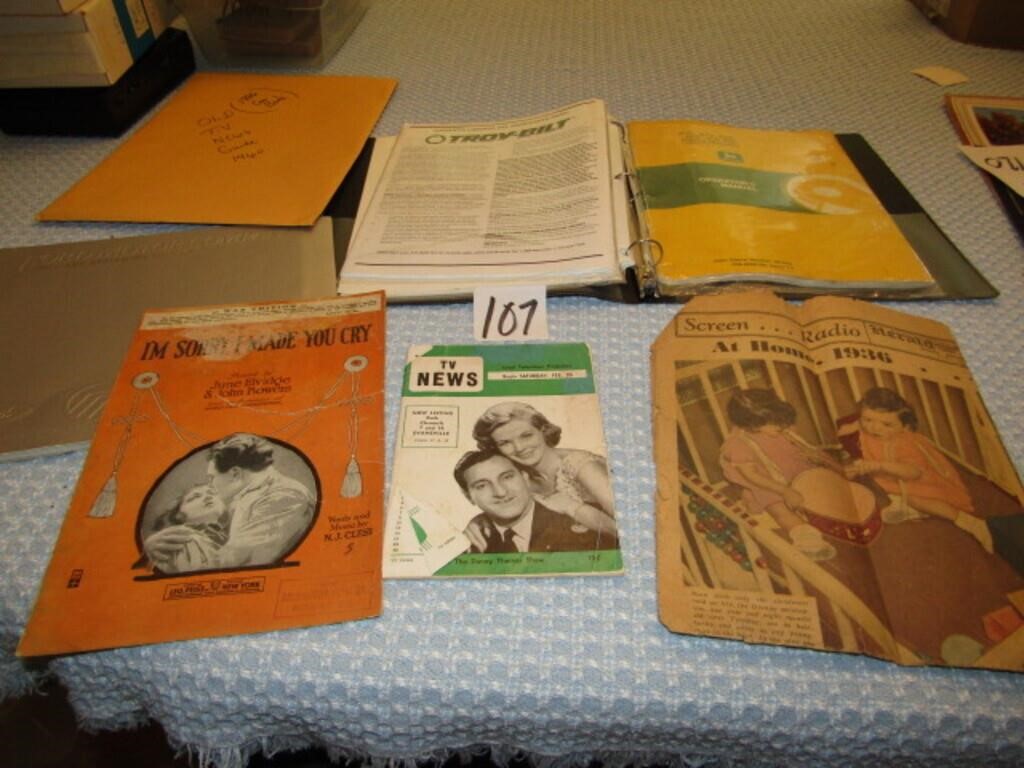 MOWER MANUALS, 1936 PAPER, 1980'S FORD SALE BOOK