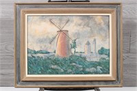 Windmill Watercolor Signed G Singer