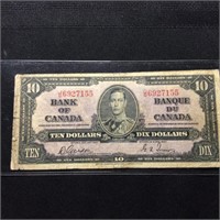 1937 CANADA $10 NOTE F