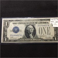 A 2ND -1928 "FUNNY BACK" $1 SILVER CERTIFICATE AU