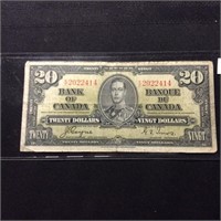 1937 CANADA $20 NOTE VF