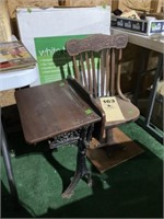 Early cast school desk pedestal chair