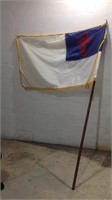 Vintage 2 Piece Flag Pole W/Christian Flag U8B