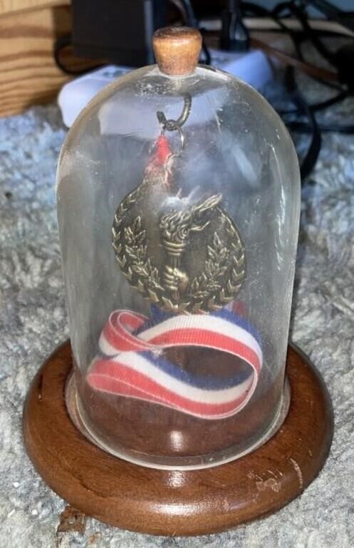 Vtg Torch Medal, Award, in Dome