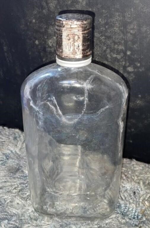 Vintage Liquor Flask Clear Bottle
