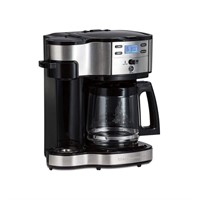 12-Cup Black and Steel 2-Way Drip Coffee Maker