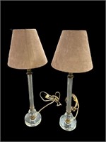 Pair Crystal Candlestick Lamps