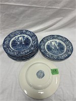 (10) Staffordshire Liberty Blue Dinner Plates