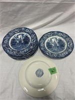 (10) Staffordshire Liberty Blue Dinner Plates