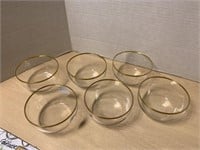 6 Crystal Bowls With Gold Rim