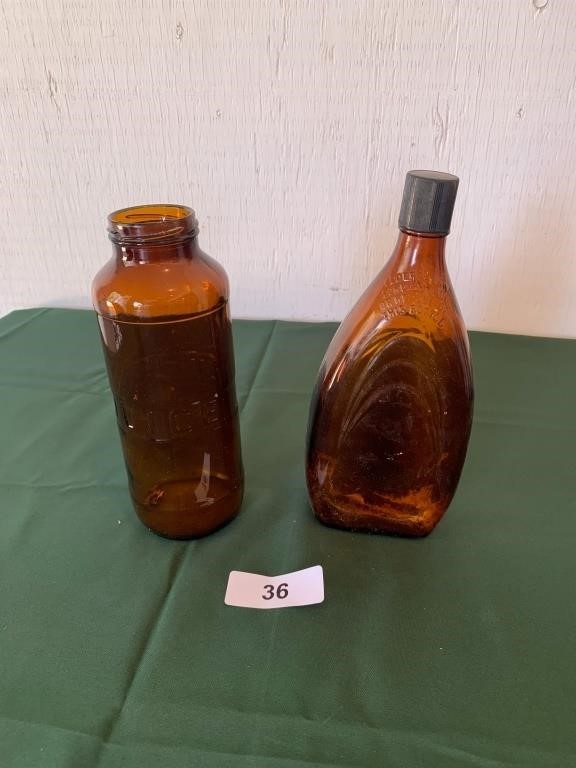 Brown Glass Water/Juice Can & Alcohol Bottle