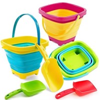 Sloosh 3 PCS Foldable Buckets with 3 Shovels Sand