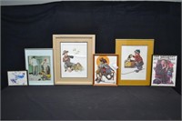 6pcs Various Framed Norman Rockwell Prints