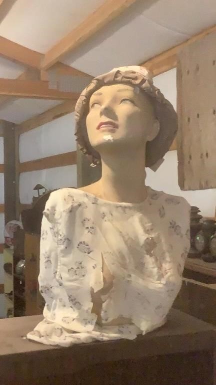 Beautiful Vintage Plaster Mannequin Bust